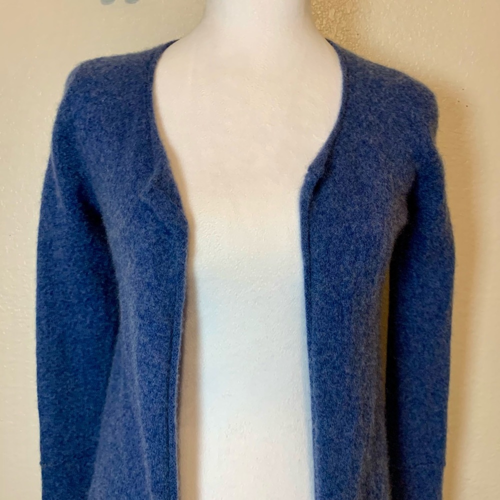 Belle France Cashmere Open Front Cardigan Sweater Blue Size Medium - Picture 3 of 13